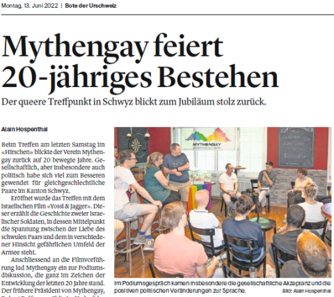 Read more about the article Bote der Urschweiz: Mythengay feiert 20-jähriges Bestehen